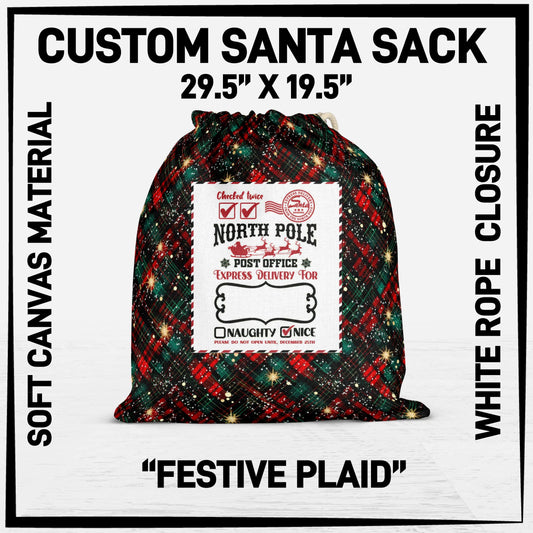 S3SK - Festive Plaid Santa Sack - Preorder ETA: Early Nov