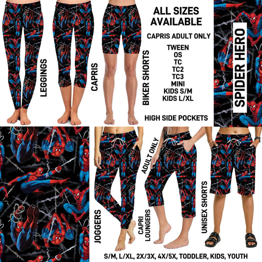 238BT - Spider Hero Biker/Capris/Leggings with High Side Pockets - Preorder ETA: Late Feb