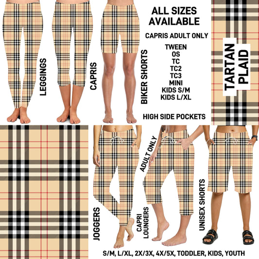 238BT - Tartan Plaid Biker/Capris/Leggings with High Side Pockets - Preorder ETA: Late Feb