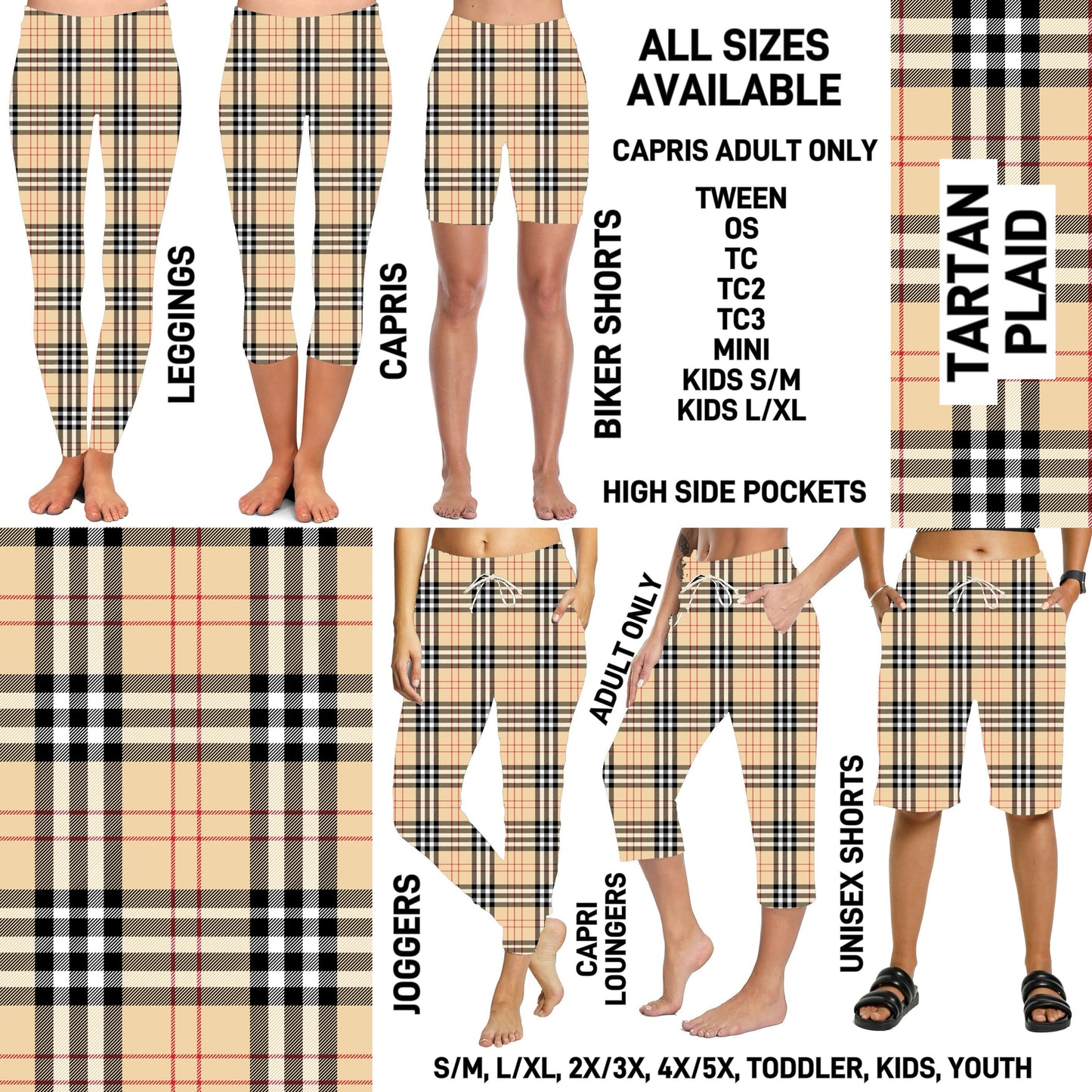 238BT - Tartan Plaid Full Joggers/Capri Loungers/Unisex Shorts - Preorder ETA: Late Feb