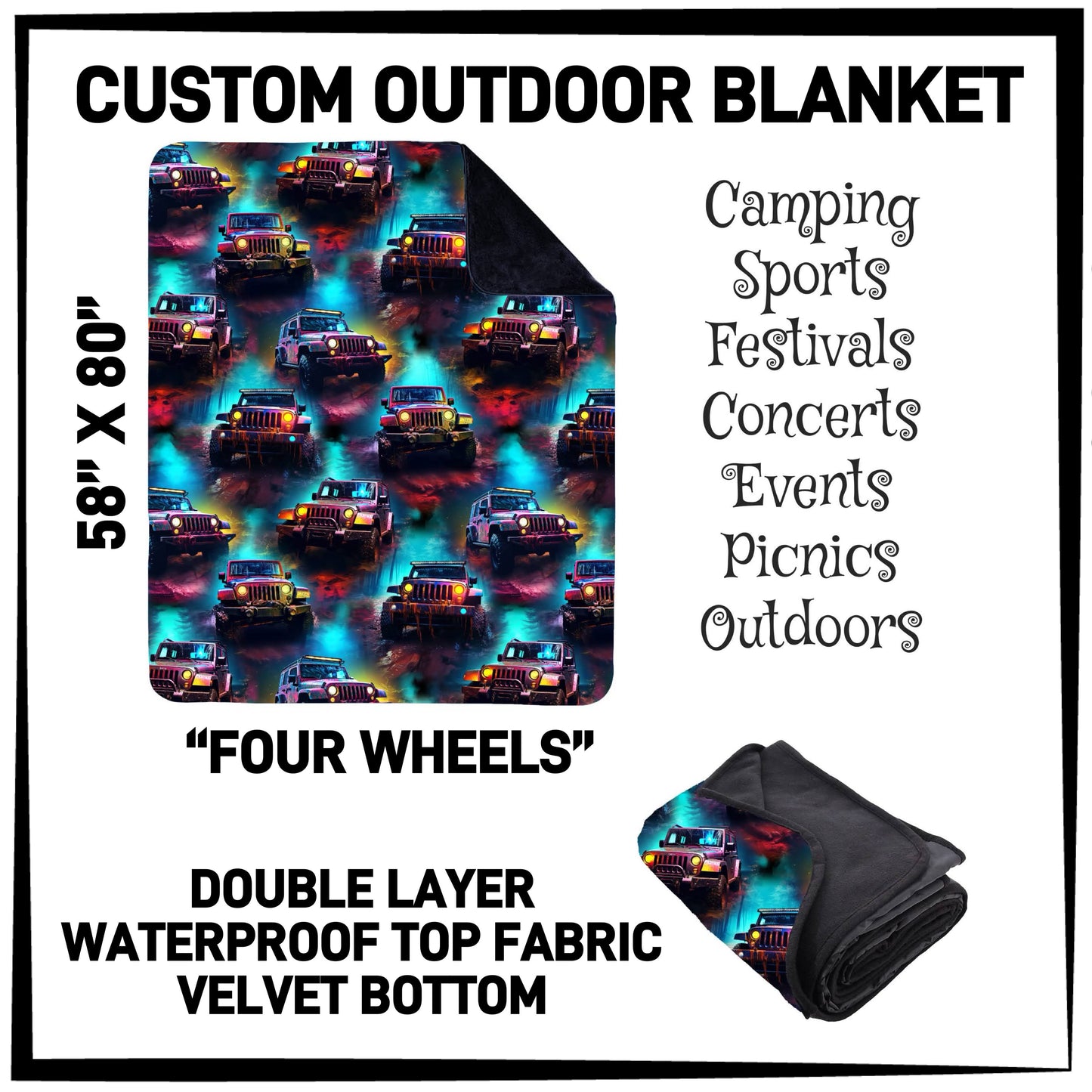 OU1B - Four Wheels Outdoor Blanket - Preorder ETA: Late Feb