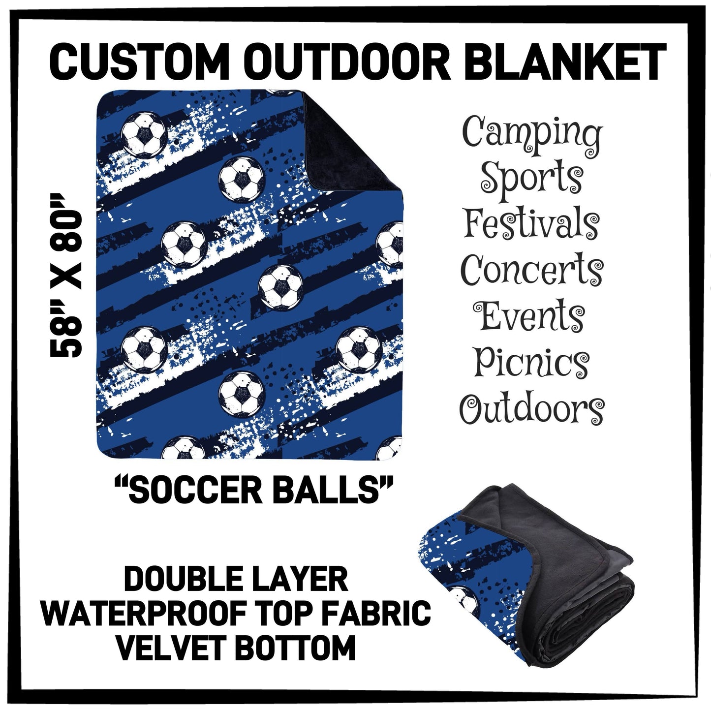 OU1B - Soccer Balls Outdoor Blanket - Preorder ETA: Late Feb