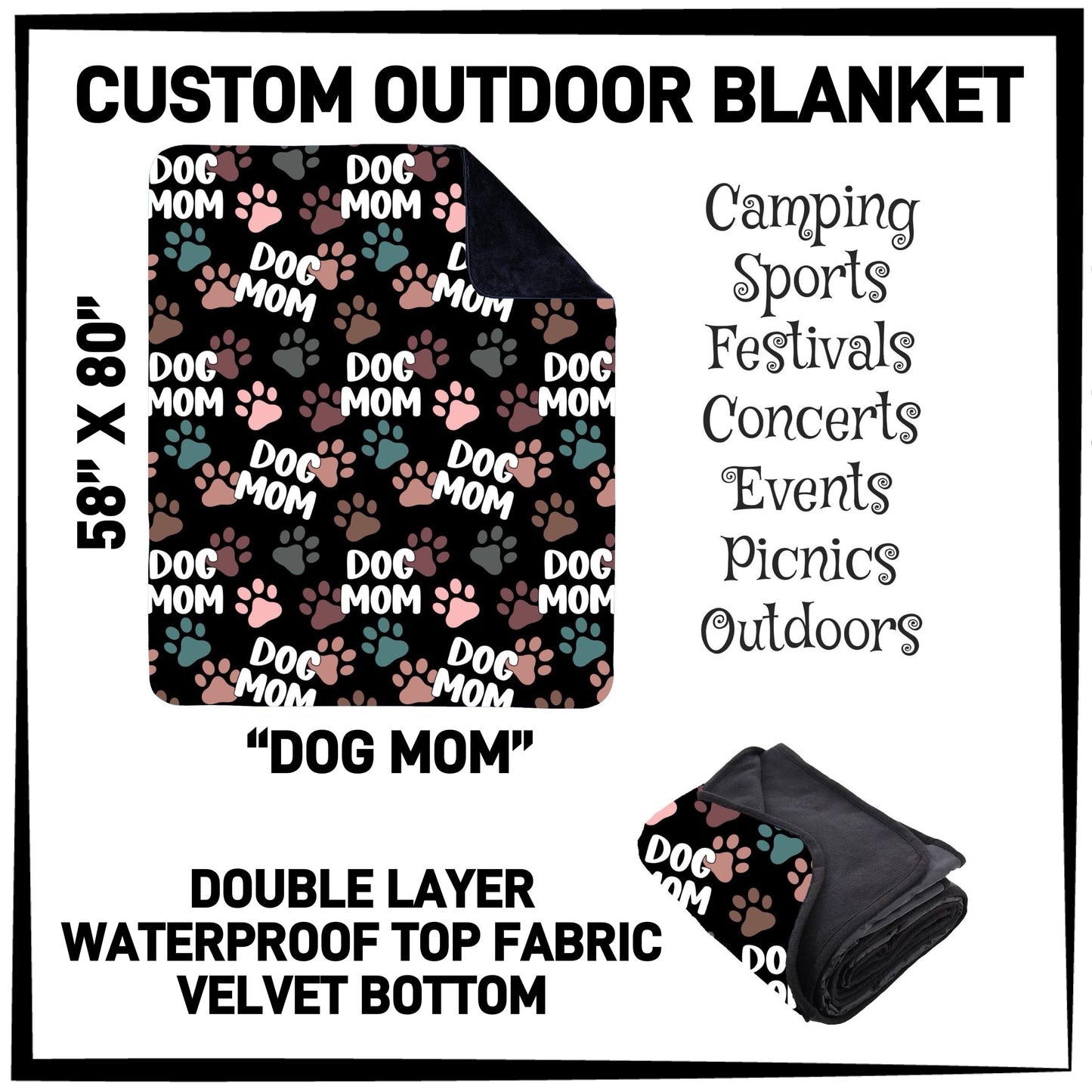 OU1B - Dog Mom Outdoor Blanket - Preorder ETA: Late Feb