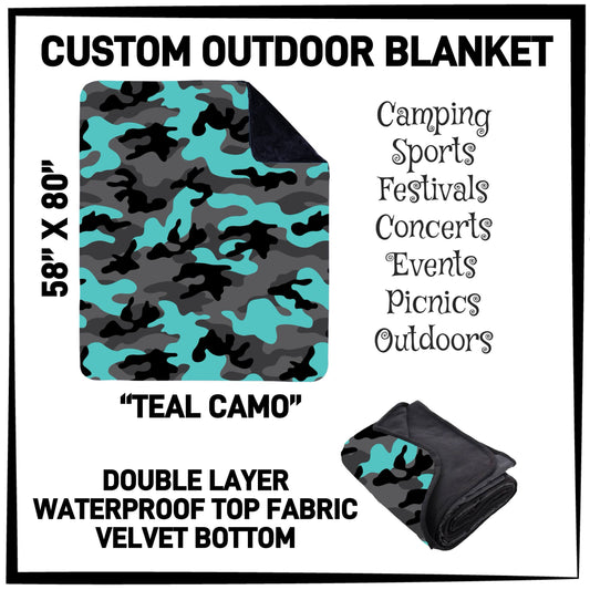 OU1B - Teal Camo Outdoor Blanket - Preorder ETA: Late Feb