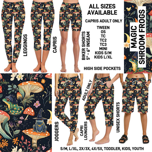 M2IM - Magic Shroom Frogs Full Joggers/Capri Loungers/Unisex Shorts - Preorder ETA: Mid-July