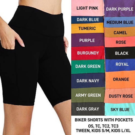 SL4D - (Adults) Solid Color Biker Shorts with Pockets - Preorder ETA: Mid March