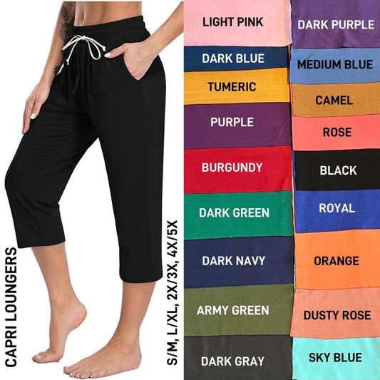 SL4D - Solid Color Unisex Capri Loungers - Preorder ETA: Mid March