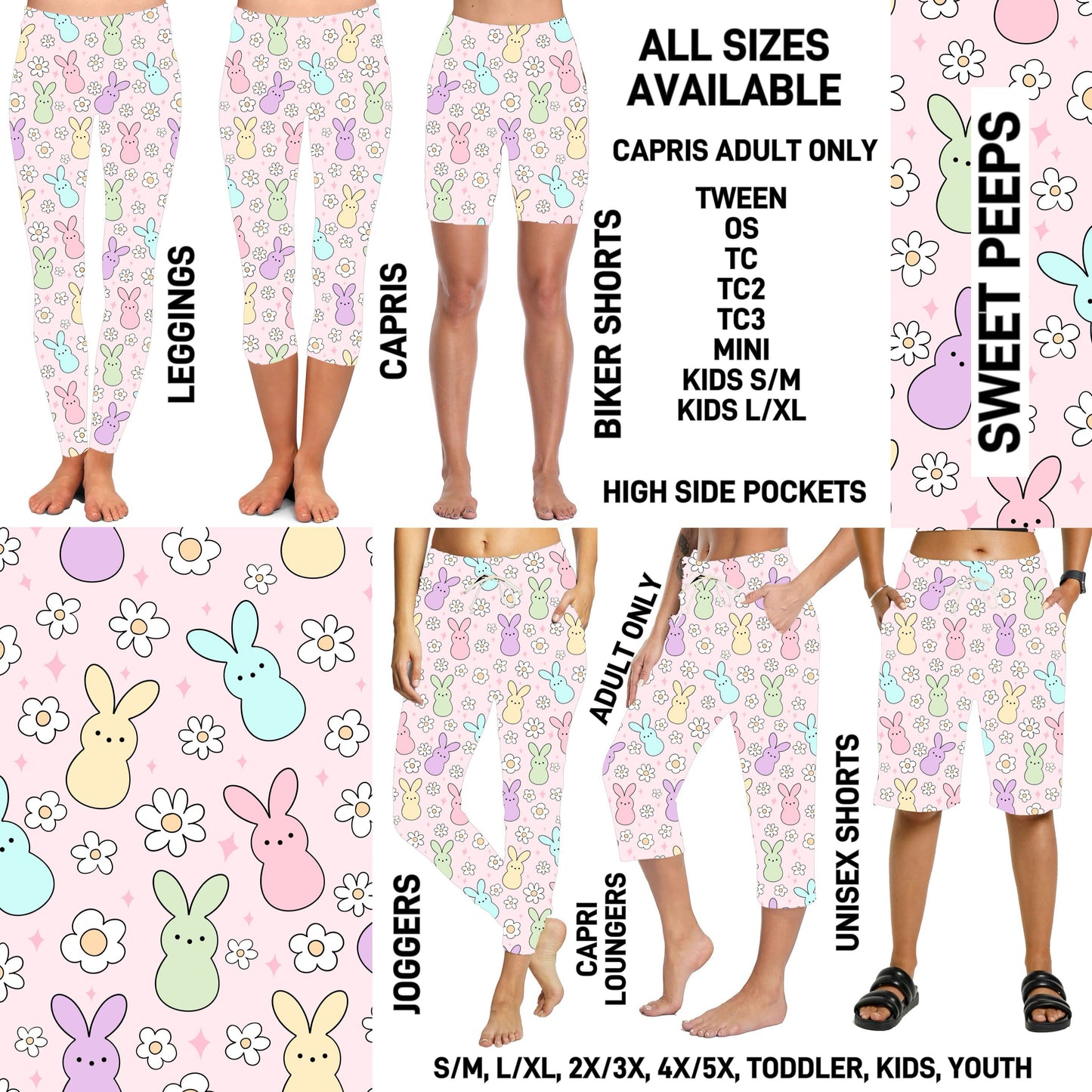 ES2T - Sweet Peeps Full Joggers/Capri Loungers/Unisex Shorts - Preorder ETA: Mid March