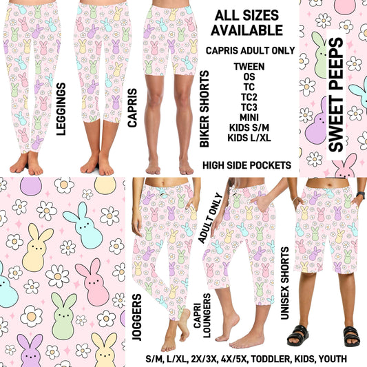 ES2T - Sweet Peeps Biker/Capris/Leggings with High Side Pockets - Preorder ETA: Mid March