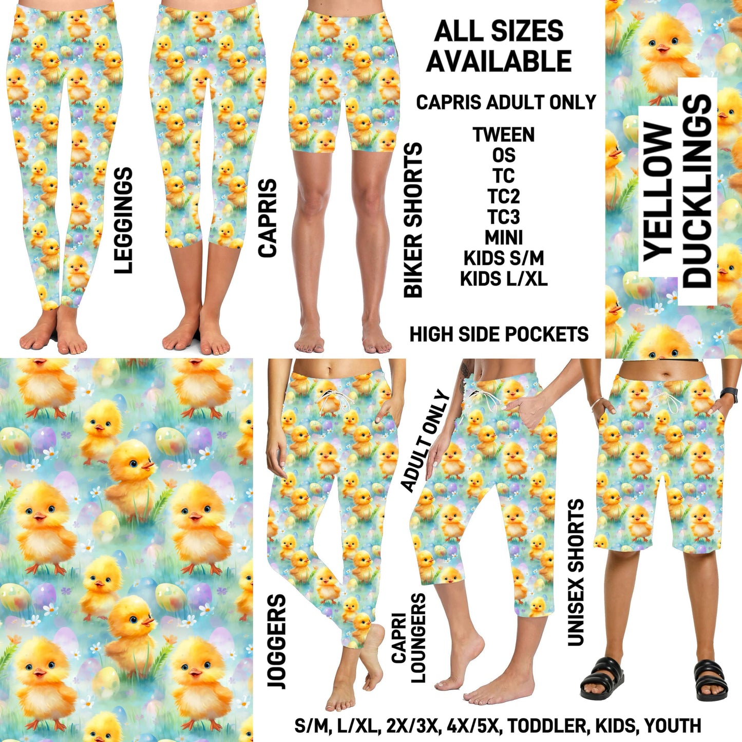 ES2T - Yellow Ducklings Full Joggers/Capri Loungers/Unisex Shorts - Preorder ETA: Mid March