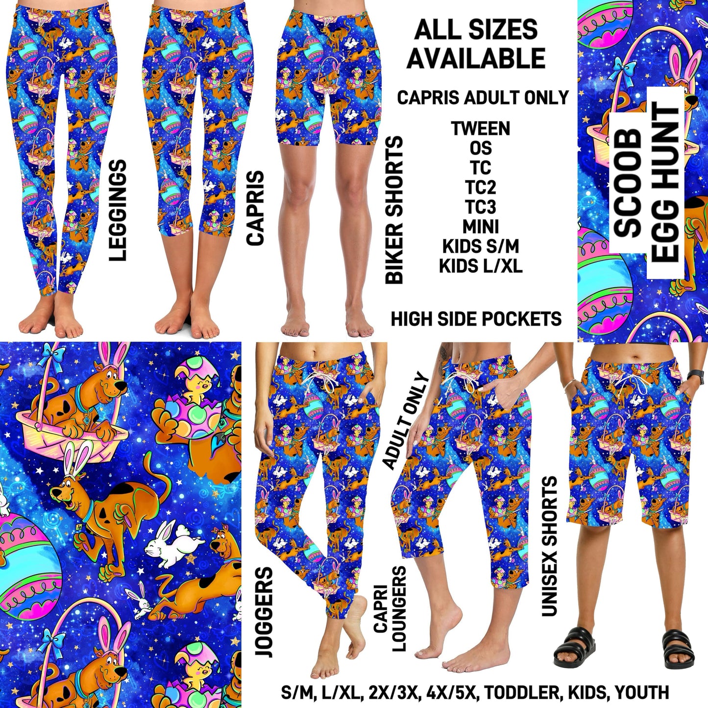 ES2T - Scoob Egg Hunt Full Joggers/Capri Loungers/Unisex Shorts - Preorder ETA: Mid March