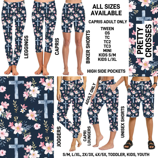 ES2T - Pretty Crosses Full Joggers/Capri Loungers/Unisex Shorts - Preorder ETA: Mid March