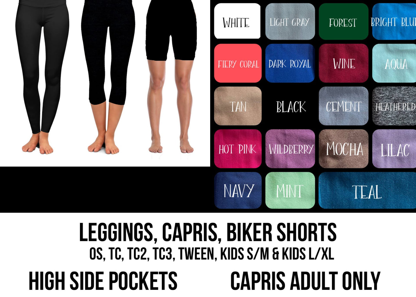 SO3S - (Kids) Solid Color Leggings with High Side Pockets - Preorder Closing 3/10 ETA: Mid-May
