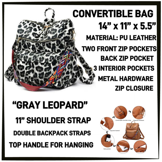 CV1B - Gray Leopard Convertible Bag - Preorder ETA: Mid-Dec