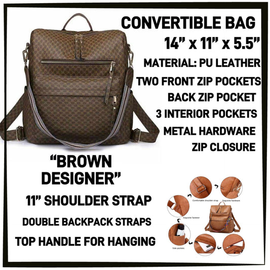 CV1B - Brown Designer Convertible Bag - Preorder ETA: Mid-Dec