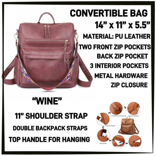 CV1B - Wine Convertible Bag - Preorder ETA: Mid-Dec