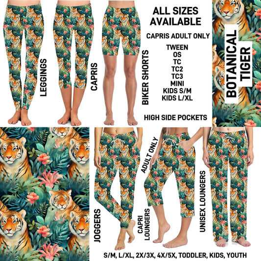 235BT - Botanical Tiger Unisex Full Joggers/Unisex Capri/Full Loungers - Preorder ETA: Mid-Dec