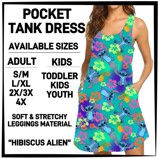 TK6D - Hibiscus Alien Tank Dress with Side Pockets - Preorder Closing 3/12 ETA: Late May