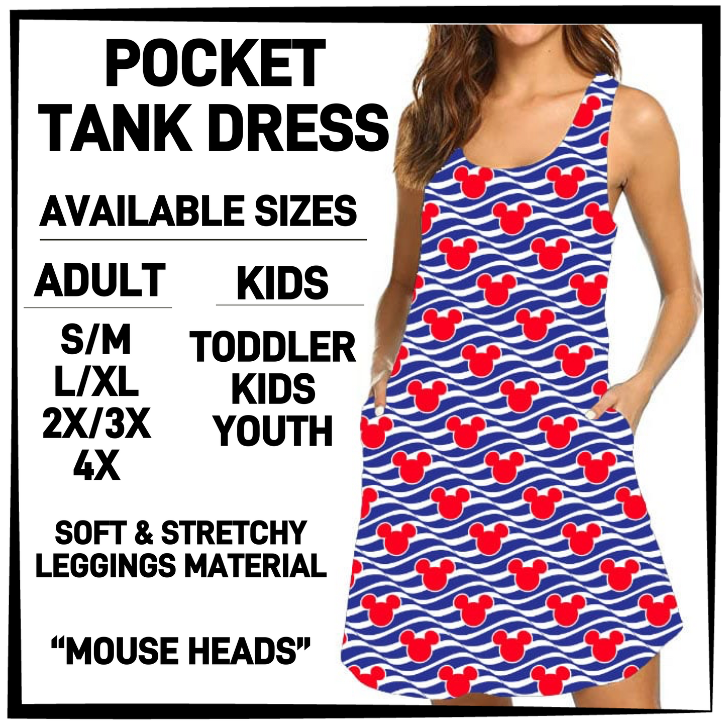 TK6D - Mouse Heads Tank Dress with Side Pockets - Preorder Closing 3/12 ETA: Late May
