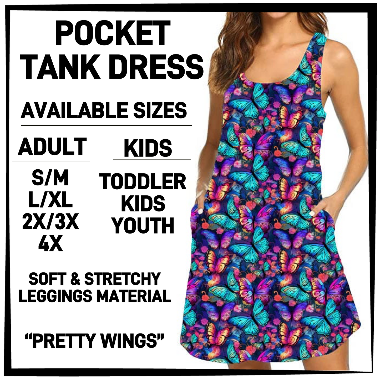 TK6D - Pretty Wings Tank Dress with Side Pockets - Preorder Closing 3/12 ETA: Late May