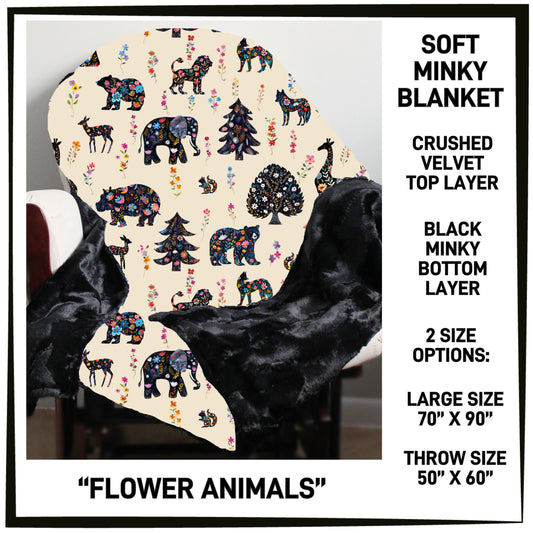 MK7B - Flower Animals Minky Blanket - Preorder ETA: Late Dec