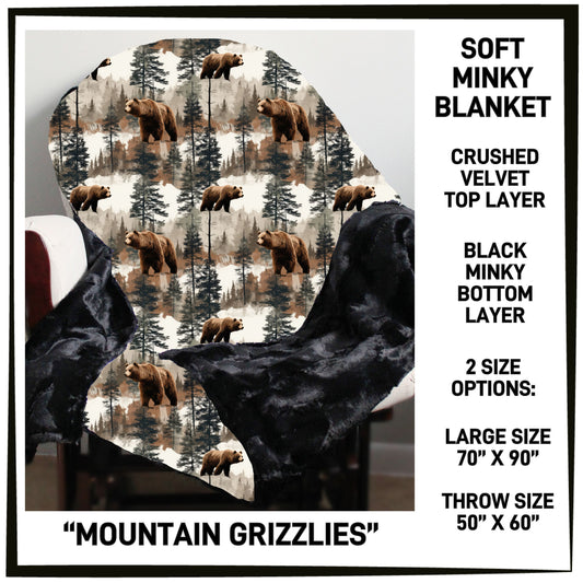 MK7B - Mountain Grizzlies Minky Blanket - Preorder ETA: Late Dec