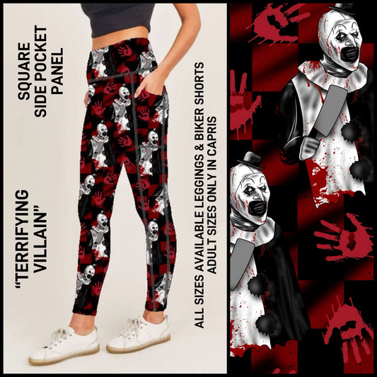 SQ1P - Terrifying Villain Biker/Capris/Leggings with Square Side Pocket Panel - Preorder ETA: Late Dec