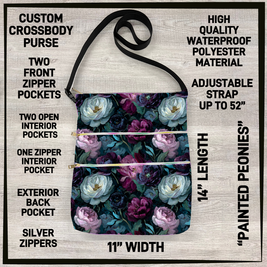 C5BU - Painted Peonies Crossbody Purse - Preorder Closing 3/24 ETA: Late June