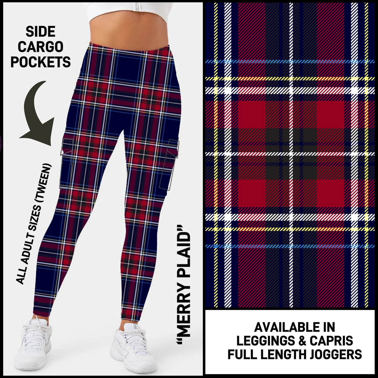 CR2G - Merry Plaid Capris/Leggings/Unisex Joggers with Cargo Pockets - Preorder Closing 8/23 ETA: Mid-Oct