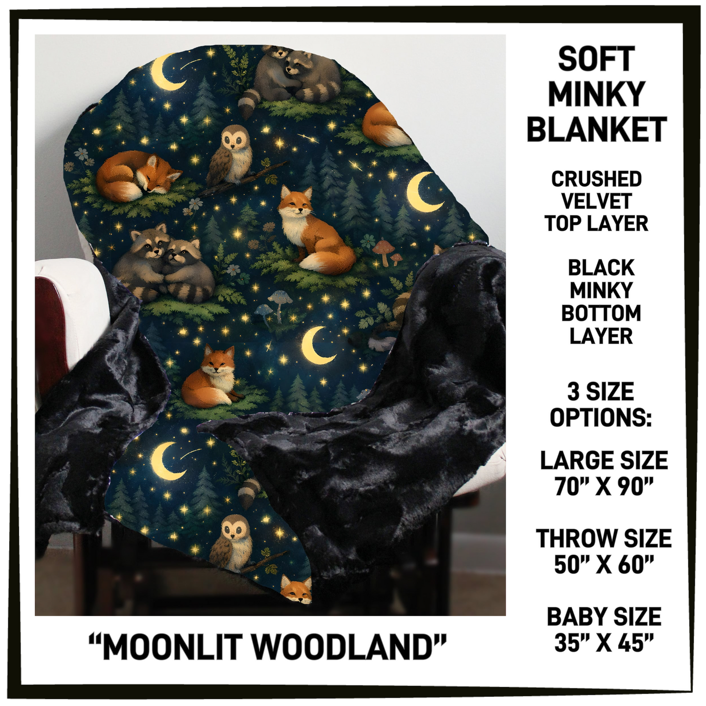 AU1M - Moonlit Woodland Minky Blanket - Preorder Closing 9/2 ETA: Late Oct