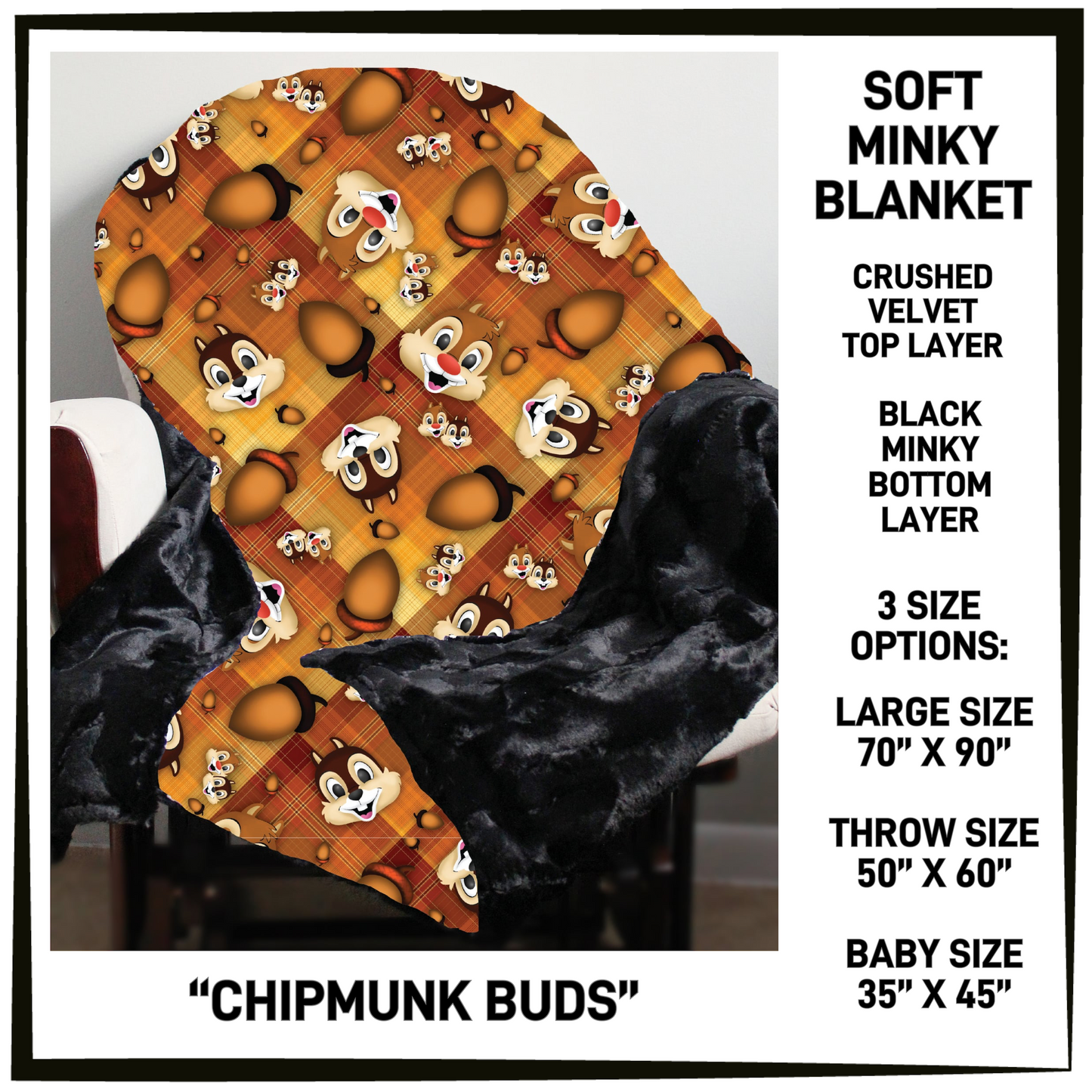 AU1M - Chipmunk Buds Minky Blanket - Preorder Closing 9/2 ETA: Late Oct