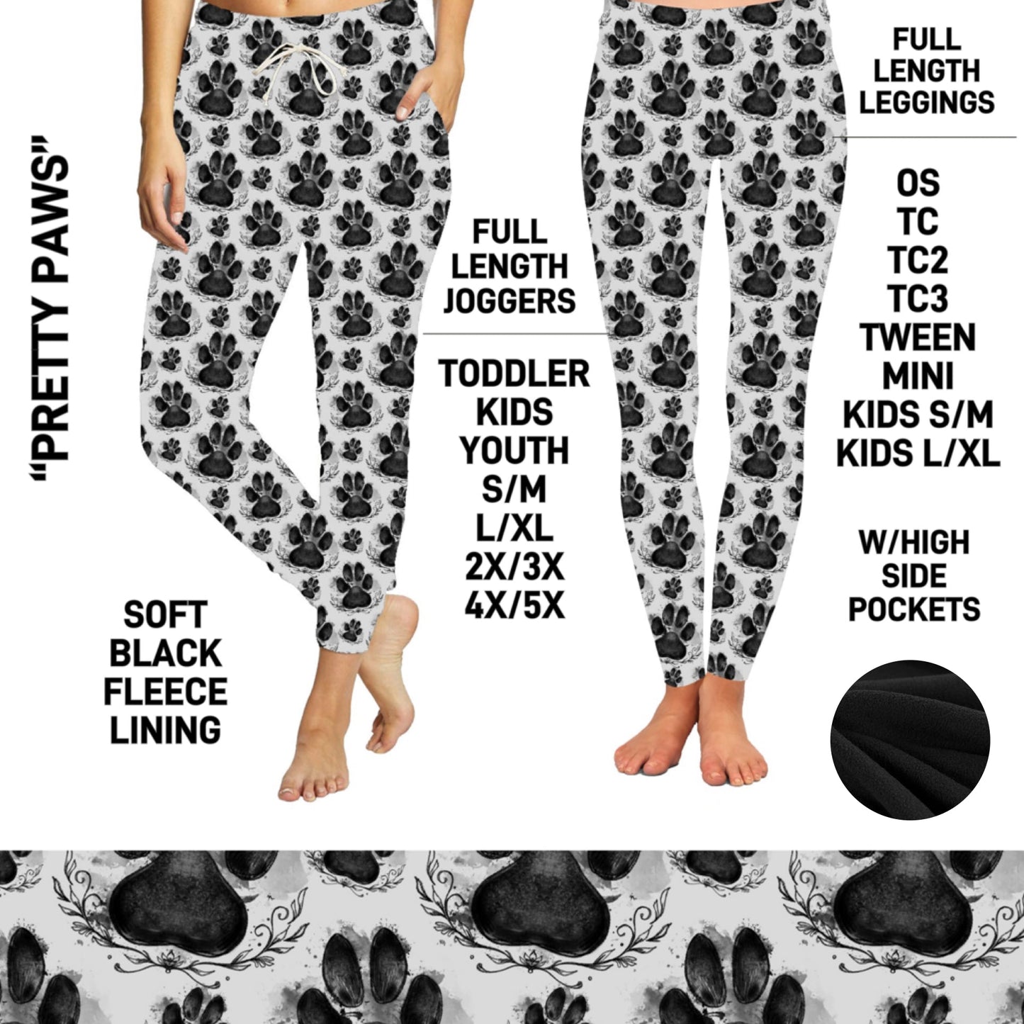 FL6C - Pretty Paws Fleece-Lined Leggings/Unisex Joggers - Preorder Closing 9/8 ETA: Early Dec