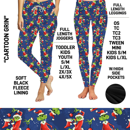 FL6C - Cartoon Grin Fleece-Lined Leggings/Unisex Joggers - Preorder Closing 9/8 ETA: Early Dec