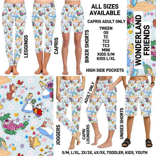 DC1T - Wonderland Friends Full Joggers/Capri Loungers/Unisex Shorts - Preorder ETA: Early Nov