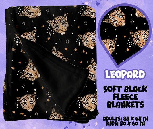LEOPARD - SOFT BLACK FLEECE THROWS RUN 12-PREORDER CLOSING 9/22