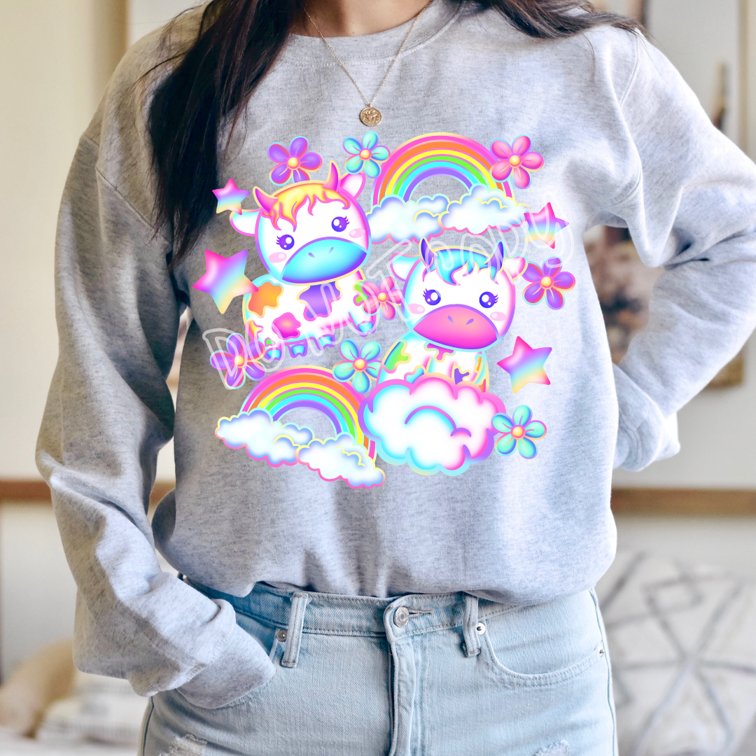 NEON COWS - BATCH 80 - UNISEX HOODIE/SWEATER ADULTS/KIDS PREORDER CLOSING 10/27 ETA MID DEC