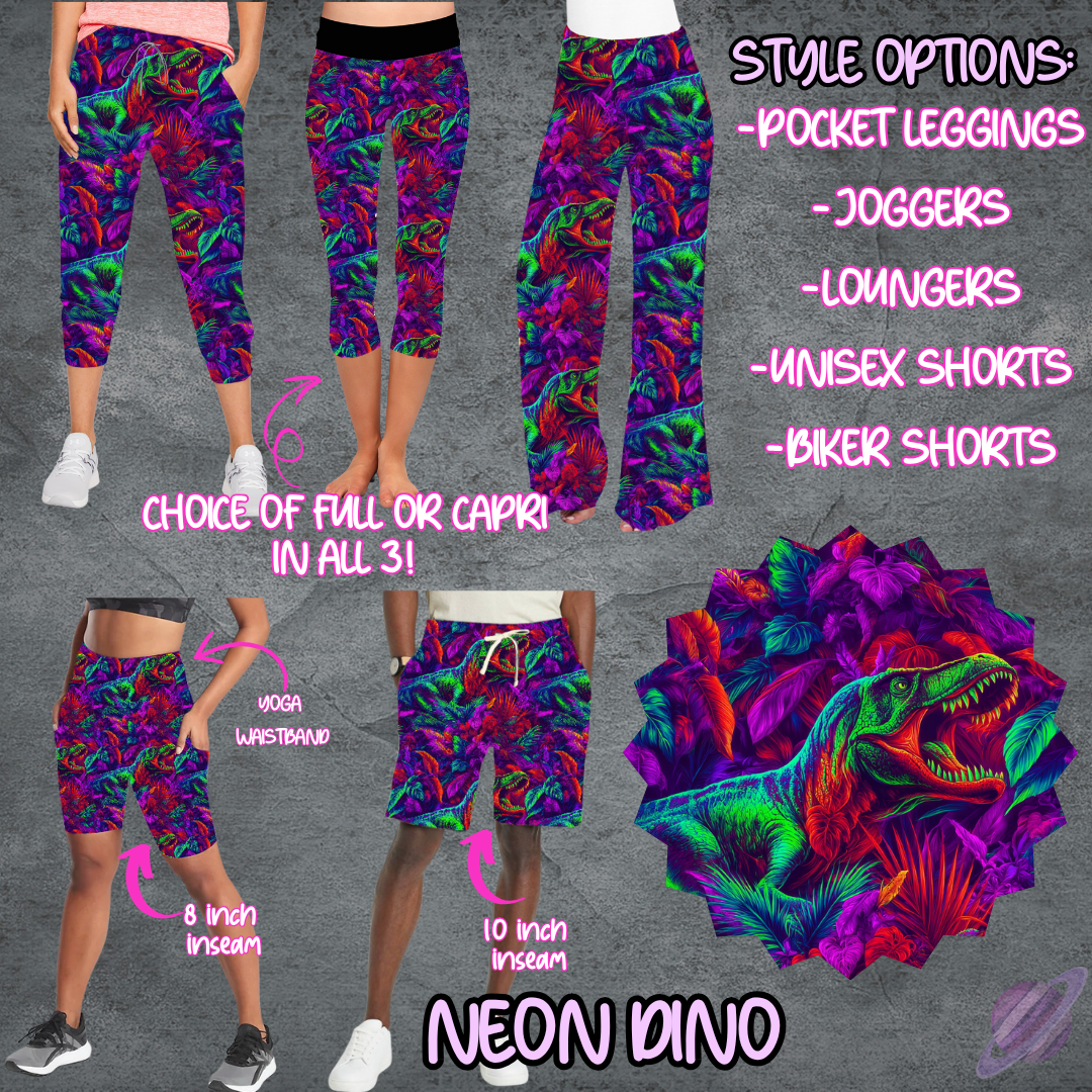 NEON DINO - LEGGING/JOGGER/LOUNGER/SHORTS - B107 PREORDER CLOSING 5/25