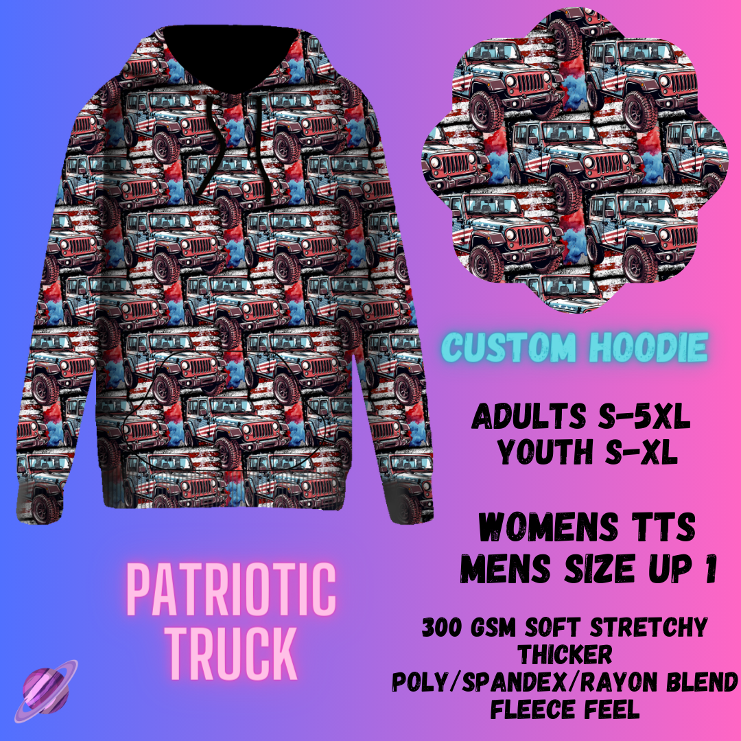 PULLOVER HOODIE RUN 1-PATRIOTIC TRUCK-PREORDER CLOSING 12/29