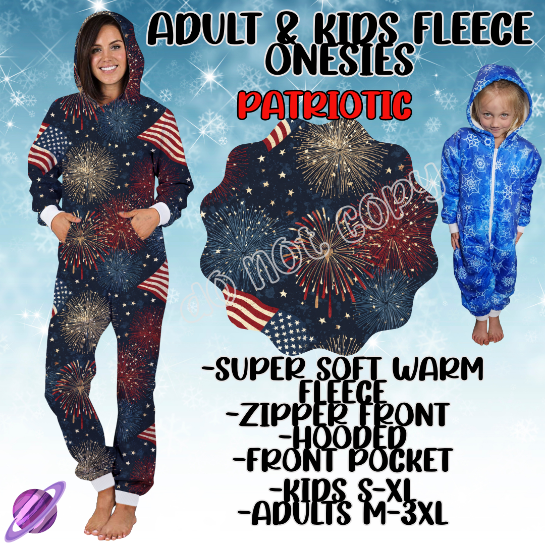 PATRIOTIC - ADULT & KIDS FLEECE ONESIES CLOSING 9/28