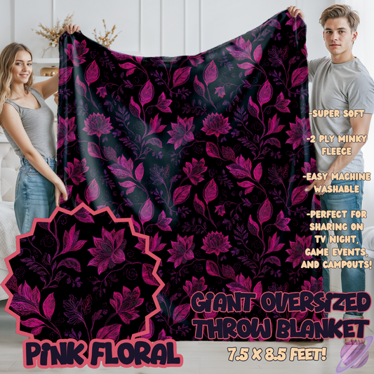 PINK FLORAL-OVERSIZED THROW 14-PREORDER CLOSING 10/8