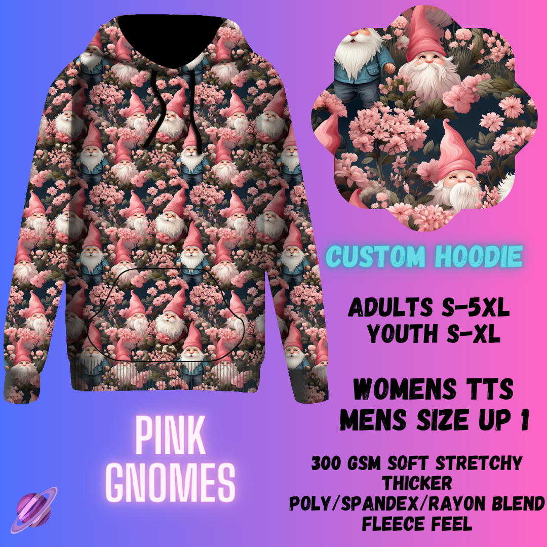 PULLOVER HOODIE RUN 1-PINK GNOMES-PREORDER CLOSING 12/29