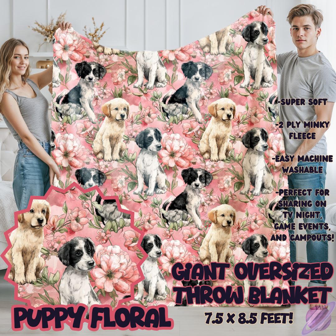 PUPPY FLORAL-OVERSIZED THROW 14-PREORDER CLOSING 10/8