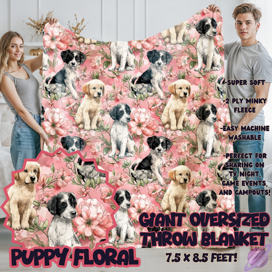 PUPPY FLORAL-OVERSIZED THROW 14-PREORDER CLOSING 10/8