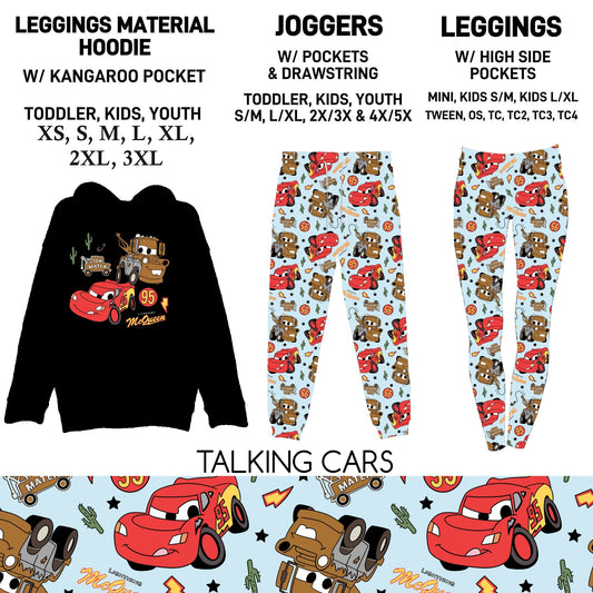 HDT1 - Talking Cars Leggings Material Hoodie/Leggings/Full Joggers - Preorder Due 10/25 ETA: Late Dec
