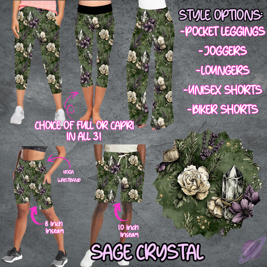 SAGE CRYSTAL - LEGGING/JOGGER/LOUNGER/SHORTS - B107 PREORDER CLOSING 5/25