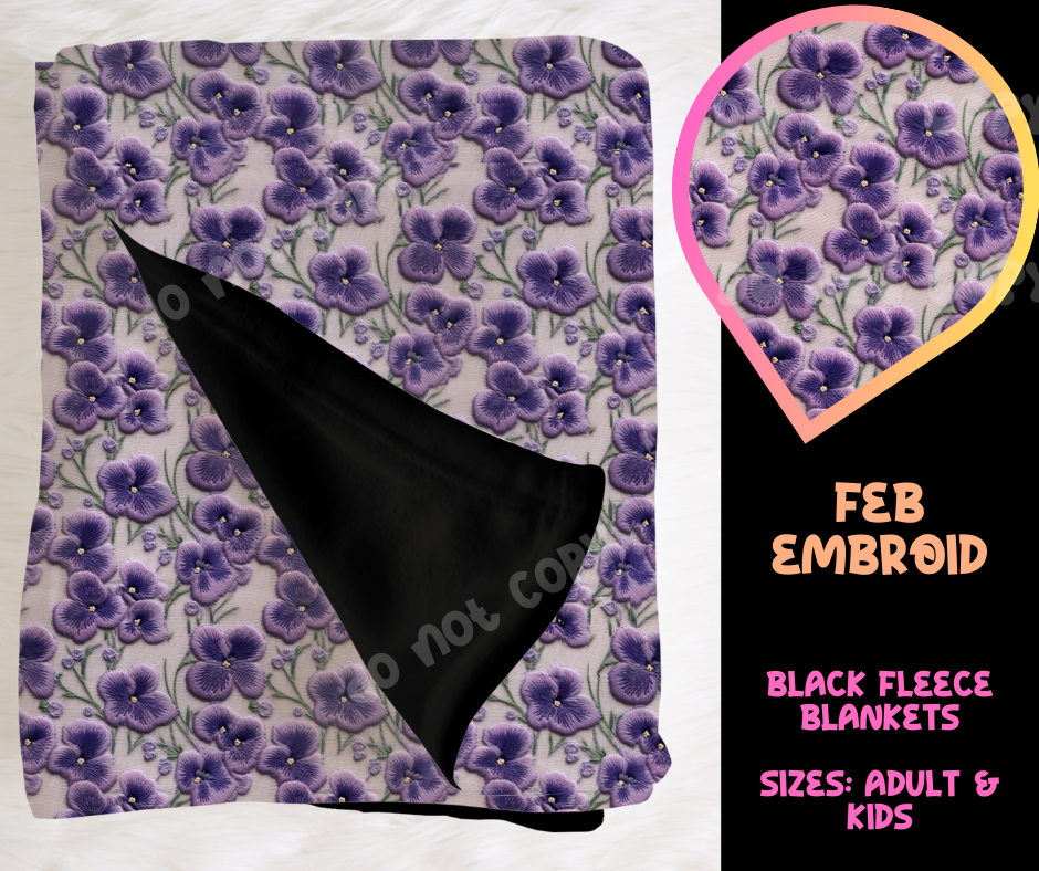 FEB EMBROID - SOFT BLACK FLEECE THROW BLANKETS RUN 4- PREORDER CLOSING 4/9