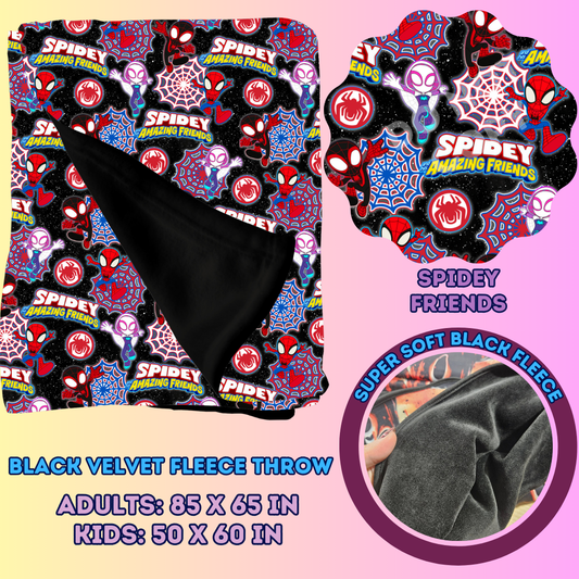 SPIDEY FRIENDS - SOFT BLACK FLEECE THROWS 7 - PREORDER CLOSING 1/13