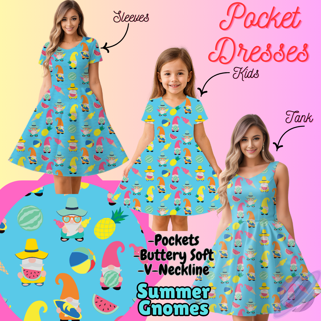 SUMMER GNOMES-POCKET DRESS PREORDER-CLOSING 3/16