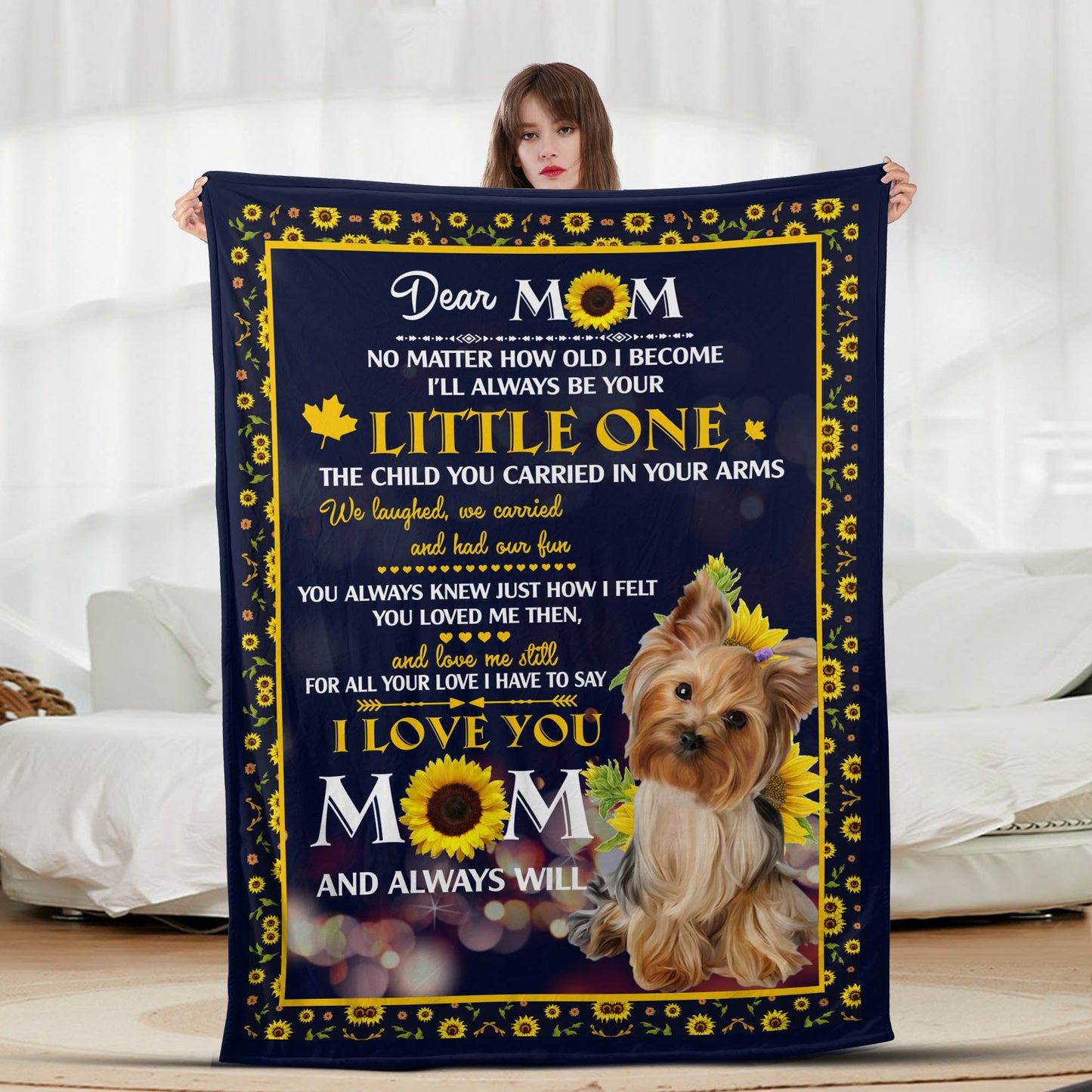 Mom Sunflower Puppy - Letter Sherpa Blankets- Preorder Closing 9/18- ETA Mid/End Nov