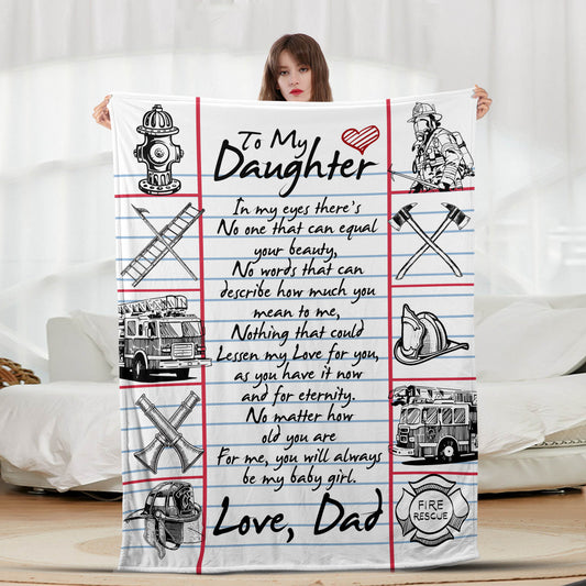 Firefighters Daughter w/ Blk Love Dad - Letter Sherpa Blankets- Preorder Closing 9/18- ETA Mid/End Nov